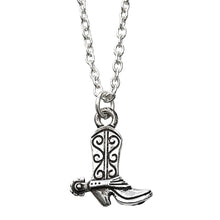 Load image into Gallery viewer, AWST Int'l Cowboy Boot Necklace w/Colorful Cowboy Hat Gift Box
