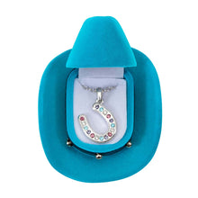 Load image into Gallery viewer, AWST Int'l Horseshoes Necklace w/Colorful Cowboy Hat Box
