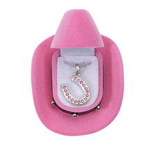 Load image into Gallery viewer, AWST Int'l Horseshoes Necklace w/Colorful Cowboy Hat Box

