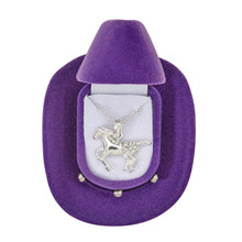 Load image into Gallery viewer, AWST Int'l Galloping Horse Necklace w/Colorful Cowboy Hat Box

