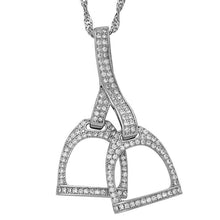 Load image into Gallery viewer, AWST Int'l Rhodium Horse Double Stirrup Necklace
