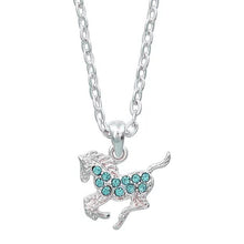 Load image into Gallery viewer, AWST Int'l Aqua Precious Pony Necklace w/Aqua Horse Head Gift Box
