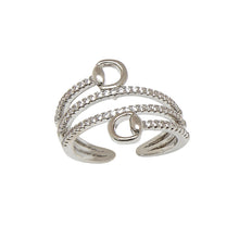 Load image into Gallery viewer, AWST Int'l  Rhodium Spiral Rhinestones &amp; Snaffle Bit Adjustable Ring
