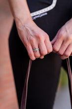 Load image into Gallery viewer, AWST Int'l  Rhodium Spiral Rhinestones &amp; Snaffle Bit Adjustable Ring
