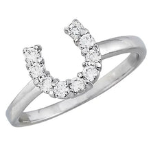 Load image into Gallery viewer, AWST Int'l Sterling Silver &amp; Clear CZ Horseshoe Ring
