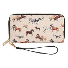 Load image into Gallery viewer, AWST Int'l "Lila" Horses All Over Clutch Wallet
