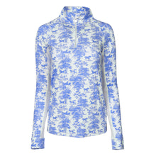 Load image into Gallery viewer, Dapplebay Equestrian Toile 1/4 Zip Light Riding Top - Long Sleeve-Blue/White
