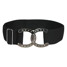 Load image into Gallery viewer, Dapplebay Horse Shoe Elastic Belt-Black
