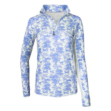 Load image into Gallery viewer, Dapplebay Equestrian Toile 1/4 Zip Light Riding Top - Long Sleeve-Blue/White

