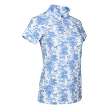 Load image into Gallery viewer, Dapplebay Equestrian Toile 1/4 Zip Light Riding Top - Short Sleeve-Blue/White
