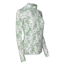 Load image into Gallery viewer, Dapplebay Equestrian Toile 1/4 Zip Light Riding Top - Long Sleeve-Green/White
