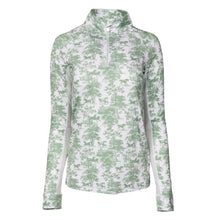 Load image into Gallery viewer, Dapplebay Equestrian Toile 1/4 Zip Light Riding Top - Long Sleeve-Green/White

