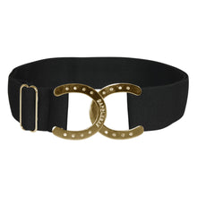 Load image into Gallery viewer, Dapplebay Horse Shoe Elastic Belt-Black
