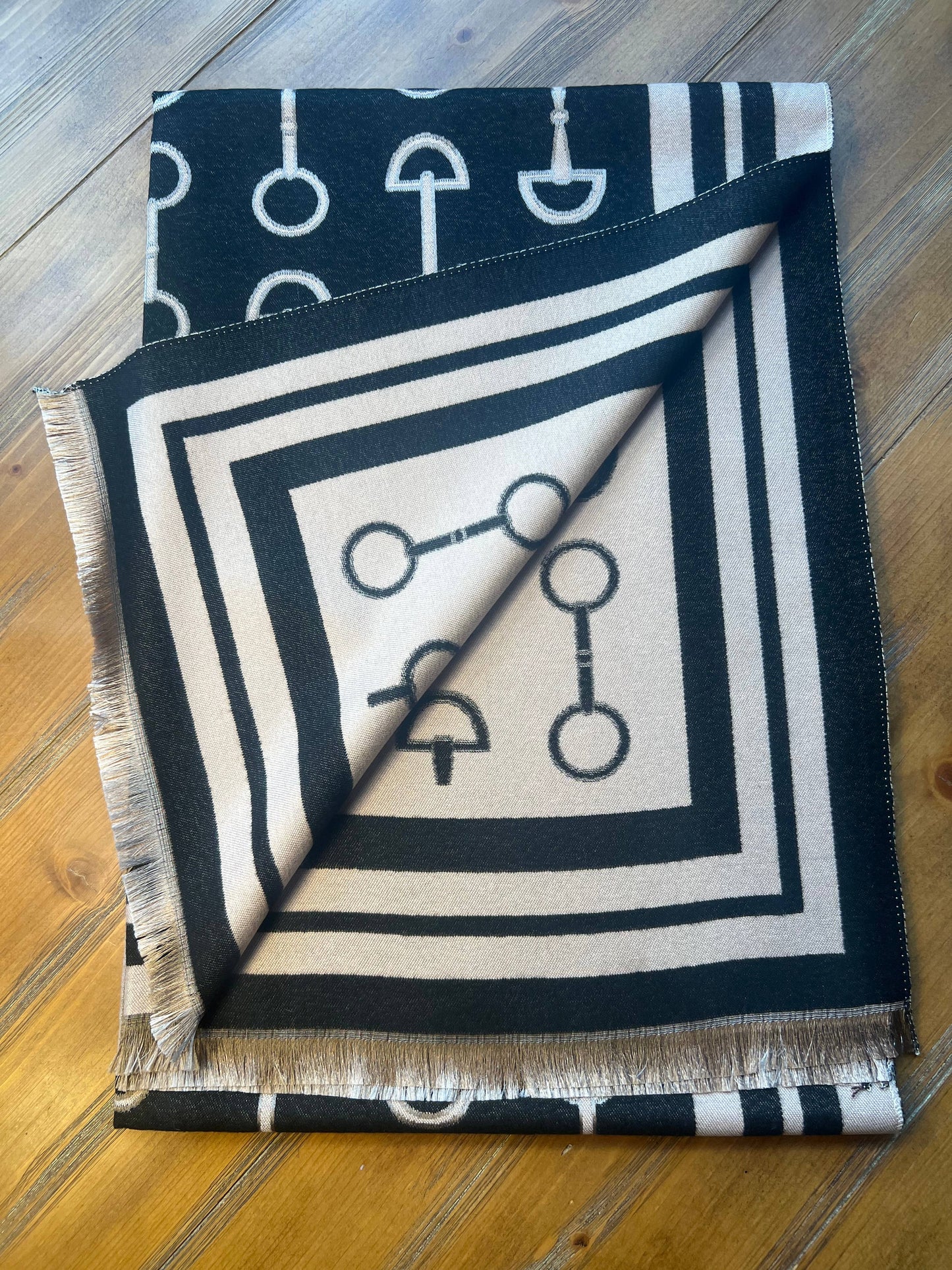 Equestrian Snaffle Bit Horse Design Winter Scarf Wrap