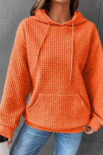Load image into Gallery viewer, WOMEN DRAWSTRING WAFFLE LONG PULLOVER HOODIE_CWOHOL0201

