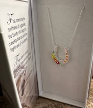 Load image into Gallery viewer, Horseshoe with Boho flowers/Arabian horse lovers Necklace
