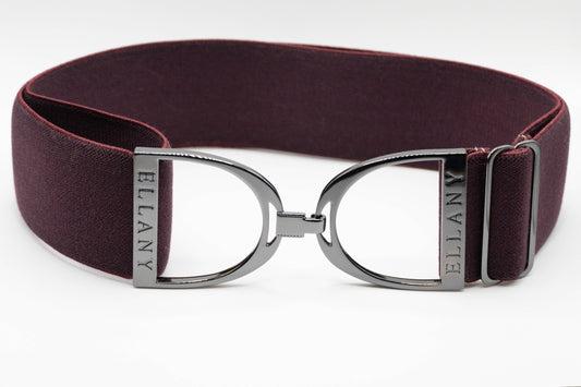 Bordeaux - 2" Gunmetal Stirrup Equestrian Elastic Belt