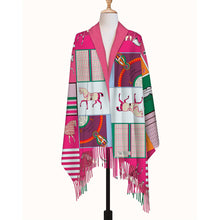 Load image into Gallery viewer, AWST Int'l Horses in Blankets Acrylic Cashmere Scarf-28" x 78"
