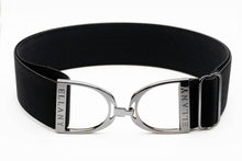 Load image into Gallery viewer, Black - 2" Gunmetal Stirrup Equestrian Elastic Belt SOLD
