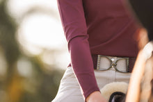 Load image into Gallery viewer, Bordeaux - 2" Gunmetal Stirrup Equestrian Elastic Belt
