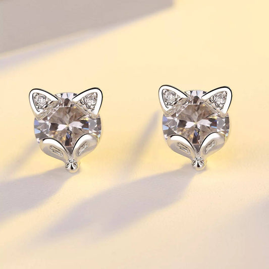 Sterling Silver Fox Stud Earrings