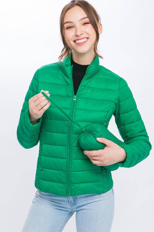 Ultra Lightweight Padded Thermal Zip Up Jacket:SAGE