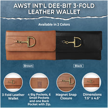 Load image into Gallery viewer, AWST Int'l Dee-Bit 3-Fold Leather Wallet
