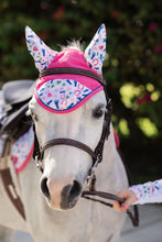Load image into Gallery viewer, footprints and Day of the dead Pony Bonnet
