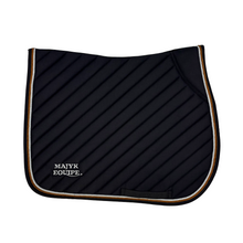 Load image into Gallery viewer, Black Cotton Oblique Euro Saddle Pad
