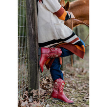 Load image into Gallery viewer, TuffRider Toddler Fire Red Floral Western Boot
