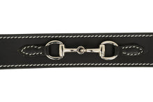Load image into Gallery viewer, Huntley Equestrian Ladies Stirrup Buckle, Snaffle Bit, 1.5" Inch Width Leather Belt, Black
