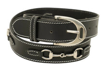 Load image into Gallery viewer, Huntley Equestrian Ladies Stirrup Buckle, Snaffle Bit, 1.5" Inch Width Leather Belt, Black
