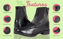 Load image into Gallery viewer, Daisy Clipper Children's Side Zipper Premium Leather Paddock Boots Horse Riding Boots, Black
