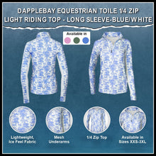 Load image into Gallery viewer, Dapplebay Equestrian Toile 1/4 Zip Light Riding Top - Long Sleeve-Blue/White
