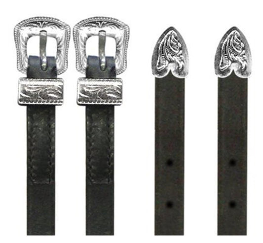 Black Spur Straps W/Silver Buckle