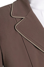 Load image into Gallery viewer, Grand Prix Ladies EQJ 3 Button Show Coat, Chocolate with Tan Piping
