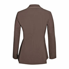 Load image into Gallery viewer, Grand Prix Ladies EQJ 3 Button Show Coat, Chocolate with Tan Piping
