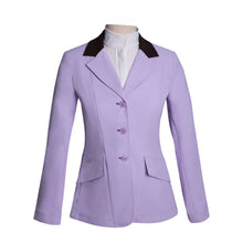 Load image into Gallery viewer, Grand Prix Ladies EQJ 3 Button Show Coat, Lilac with Chocolate Collar
