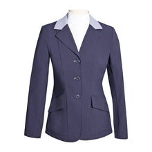 Load image into Gallery viewer, Grand Prix Ladies EQJ 3 Button Show Coat, Navy with Cadet Blue Collar
