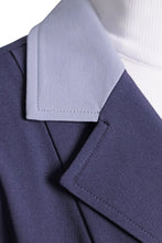 Load image into Gallery viewer, Grand Prix Ladies EQJ 3 Button Show Coat, Navy with Cadet Blue Collar
