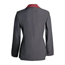 Load image into Gallery viewer, Grand Prix Ladies EQJ Classic 3 Button Show Jacket, Black with Burgundy Collar

