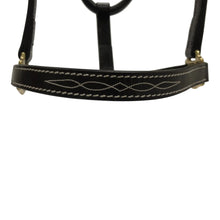 Load image into Gallery viewer, Huntley Equestrian Fancy Stitched Adjustable Premium Leather Pony Halter with Brass Hardware
