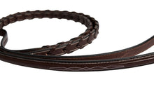 Load image into Gallery viewer, Huntley Equestrian Fancy Stitched Rubber Lined Laced Reins, Size Full
