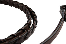 Load image into Gallery viewer, Huntley Equestrian Fancy Stitched Rubber Lined Laced Reins, Size Full
