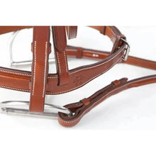 Load image into Gallery viewer, Huntley Equestrian Sedgwick Fancy Stitched Square Raised Hunter Horse Bridle with Reins
