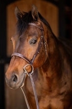 Load image into Gallery viewer, Huntley Equestrian Sedgwick Fancy Stitched Square Raised Hunter Horse Bridle with Reins
