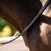 Load image into Gallery viewer, Huntley Equestrian Sedgwick Fancy Stitched Square Raised Laced Reins
