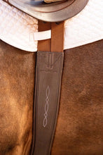 Load image into Gallery viewer, Huntley Equestrian Sedgwick Leather Fancy Stitched Padded Leather Contour Shaped Girth with Double End Elastic
