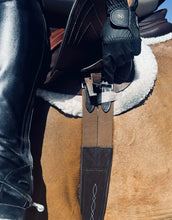 Load image into Gallery viewer, Huntley Equestrian Sedgwick Leather Fancy Stitched Padded Leather Contour Shaped Girth with Double End Elastic

