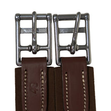 Load image into Gallery viewer, Huntley Equestrian Sedgwick Leather Fancy Stitched Padded Leather Contour Shaped Girth with Double End Elastic
